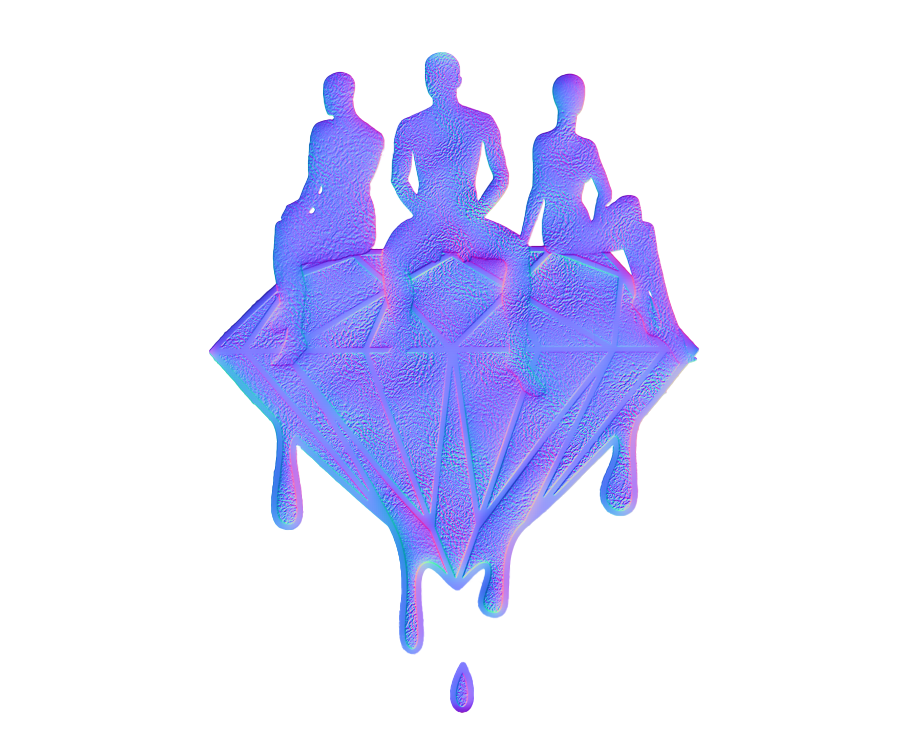 Luxfit LLC logo: 3 figures on dripping diamond.